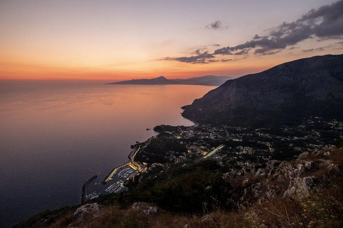 The harbour of Maratea at sunset