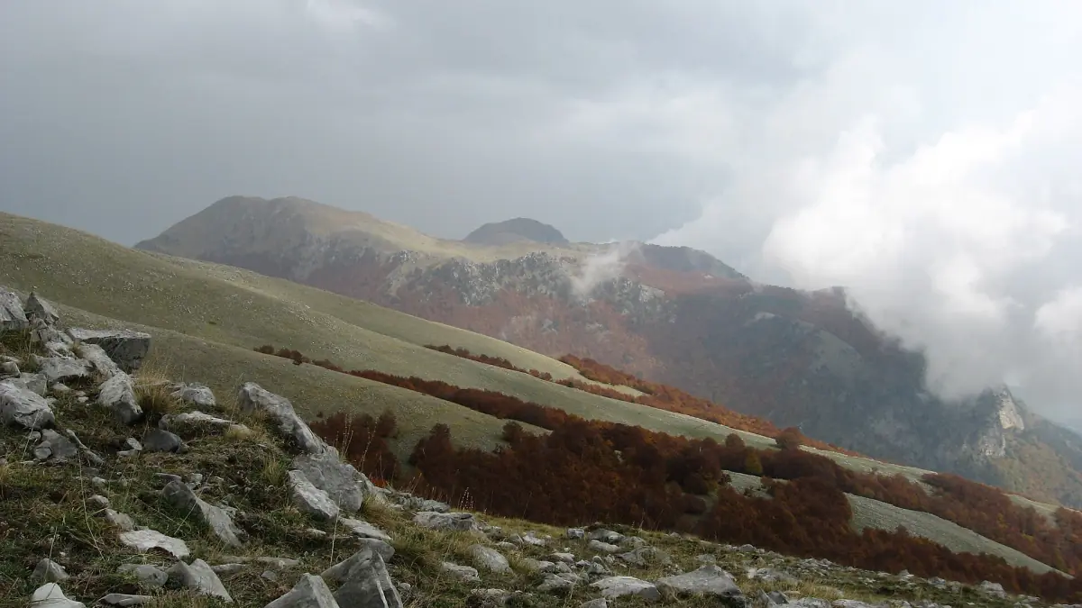 The Pollino ridge with clouds